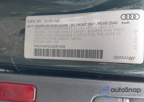 2018 Audi S4 3.0T Premium Plus from USA, damaged, VIN WAUC4AF42JA051669